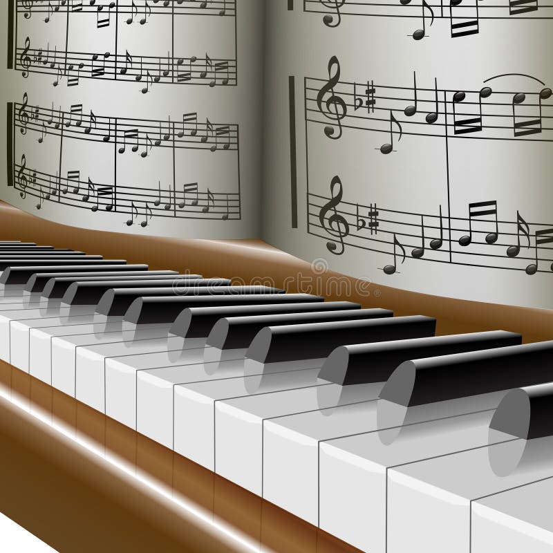 Illustration of the piano with musical notes. Illustration of the piano with musical notes.