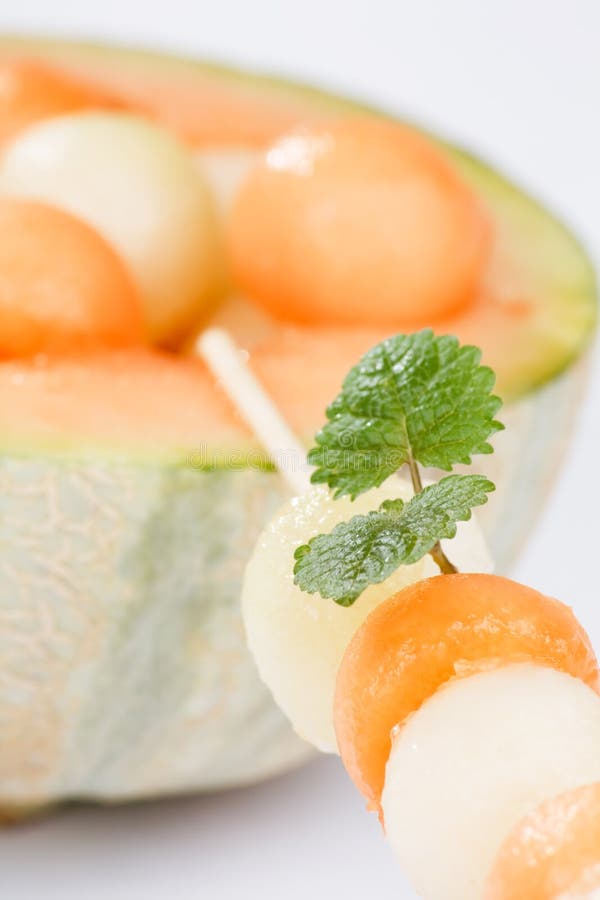 Melon balls with mint stock image. Image of leaf, diet 11201439