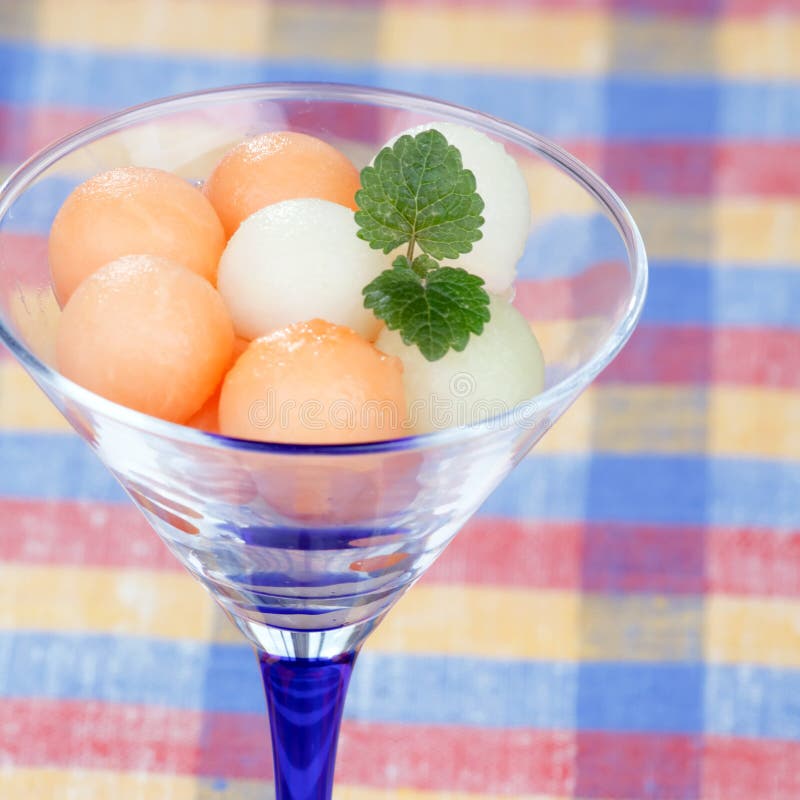 Melon balls with mint stock photo. Image of bowl, refreshing 11055288
