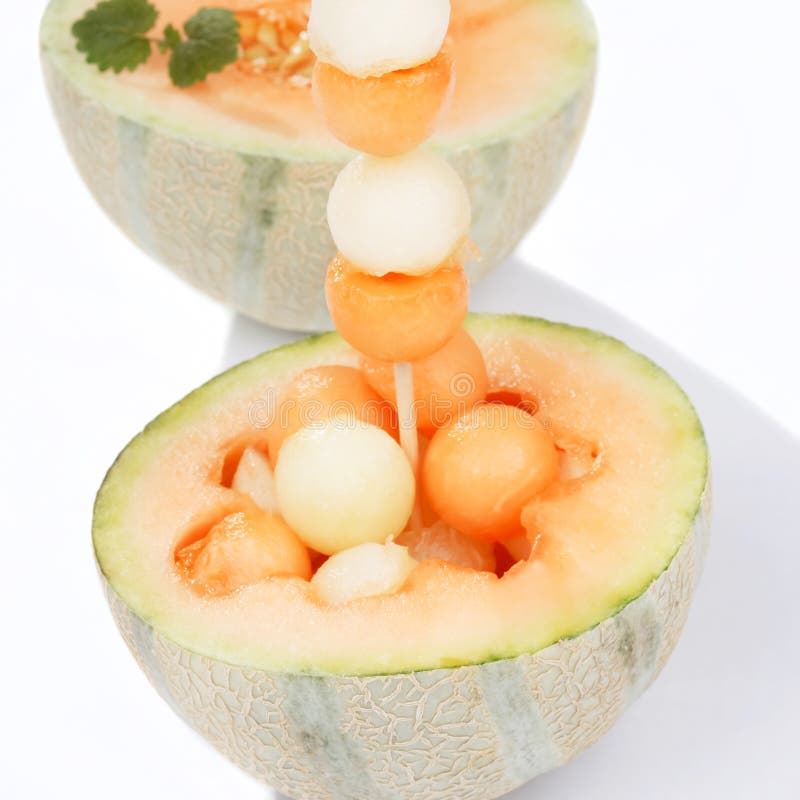 Melon balls with mint stock photo. Image of healthy, delicious 11055308