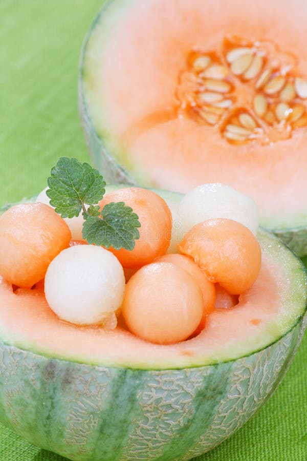 Melon balls with mint stock photo. Image of delicious 14783348