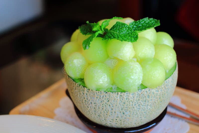 Melon bingsu stock image. Image of korea, popular, melon 67130235