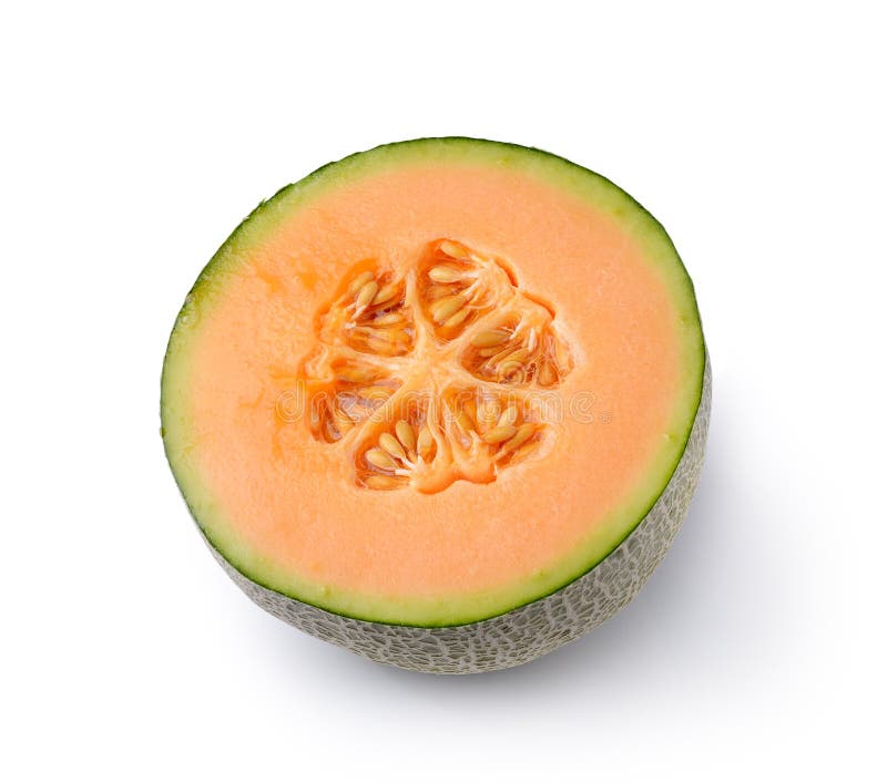 Melon de cantaloup d'isolement sur le fond blanc