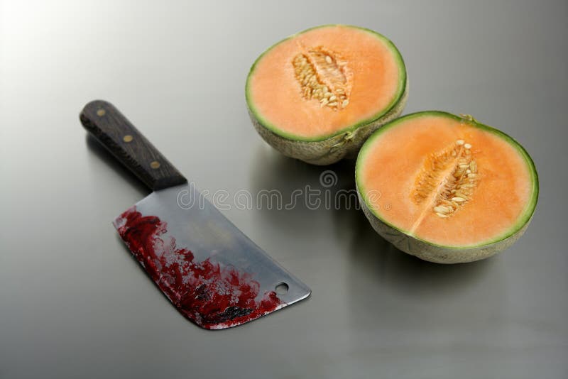 Melon Fruit Killed by a Knife Stock Image Image of attack, eating