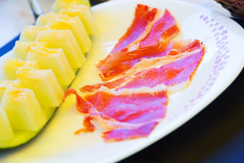 Melon and Ham Spanish Traditional Snack Stock Image Image of fresh