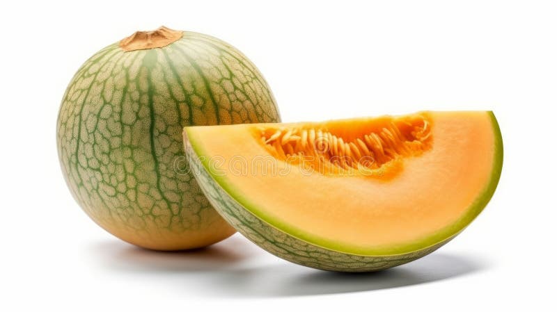 Melon isolated on white background. Generative AI royalty free illustration