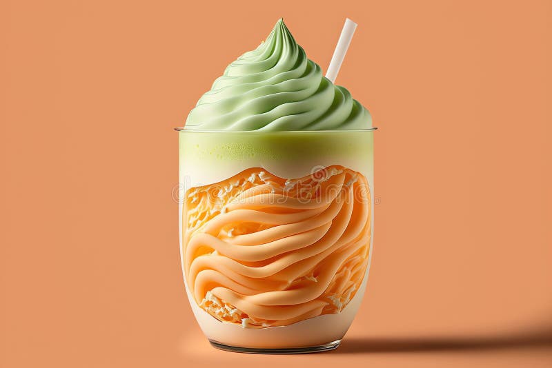 Melon Milkshake. Vanilla Milkshake. Cold Drink Concept. Generative AI