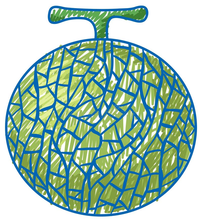 Melon Pencil Colour Child Scribble Style Stock Vector Illustration of