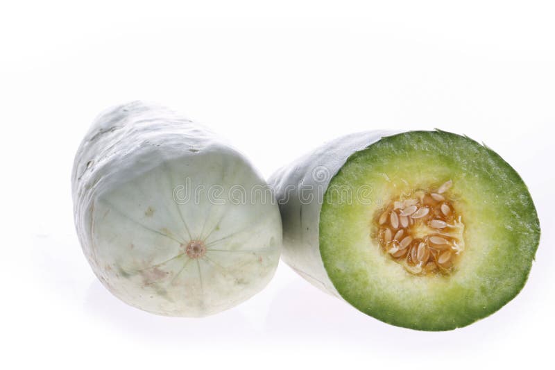 Melone auf weißem Hintergrund aus nächster Nähe