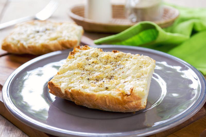 Melted Cheddar and Parmesan on Baguette Stock Image Image of baguette