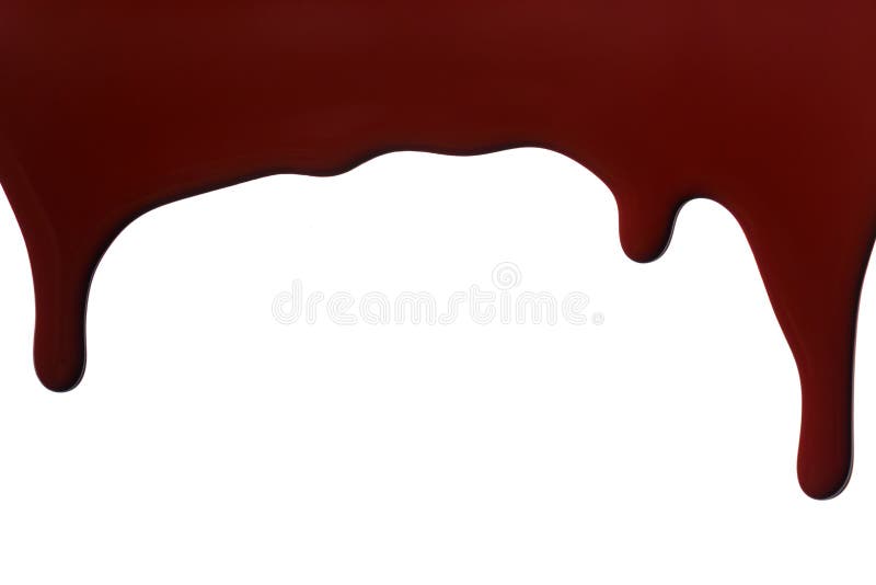 Melting chocolate drips. Chocolate isolated on white background. Stock  Photo