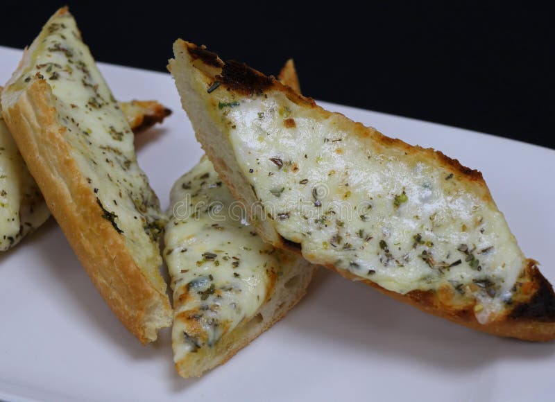 Melted Herb Cheese on Toast Garlic Bread Stock Photo Image of panini