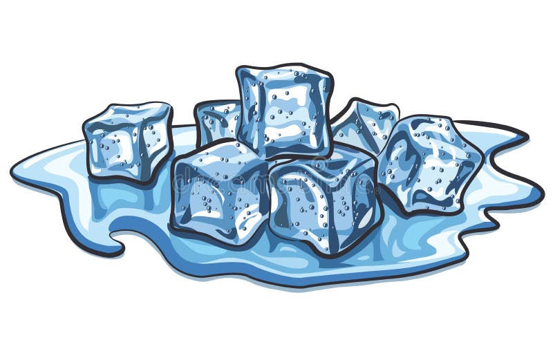 Melted Ice Cubes Frozen Liquid Frost Solid Water Stock Vector