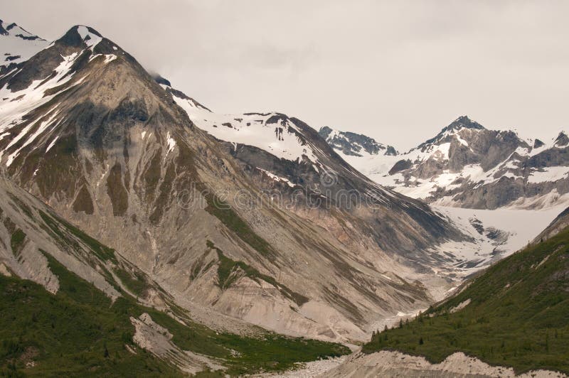 Melted ice at mountain peaks