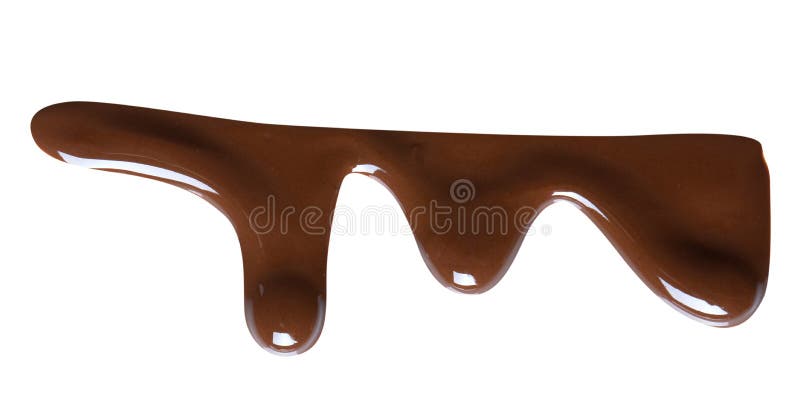 Melting chocolate drips. Chocolate isolated on white background. Stock  Photo