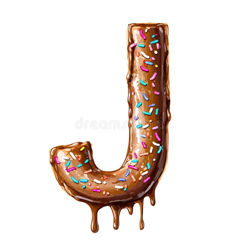 Melting Chocolate Letter J with Sprinkles vector illustration
