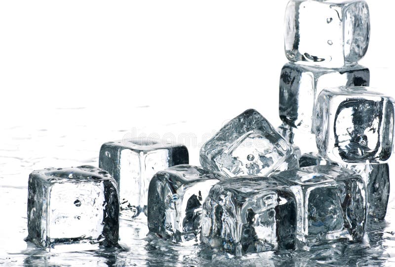Melting ice cubes in rain stock photos