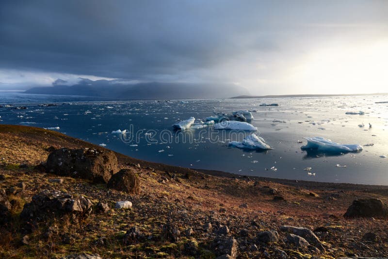 Iceberg With Water Reflection Yokulsarlon Lake Iceland Stock Photo