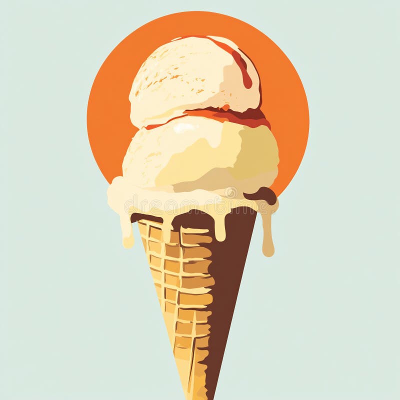 A melting triple-scoop ice cream cone under the hot sun, with pastel backgrounds royalty free stock photos