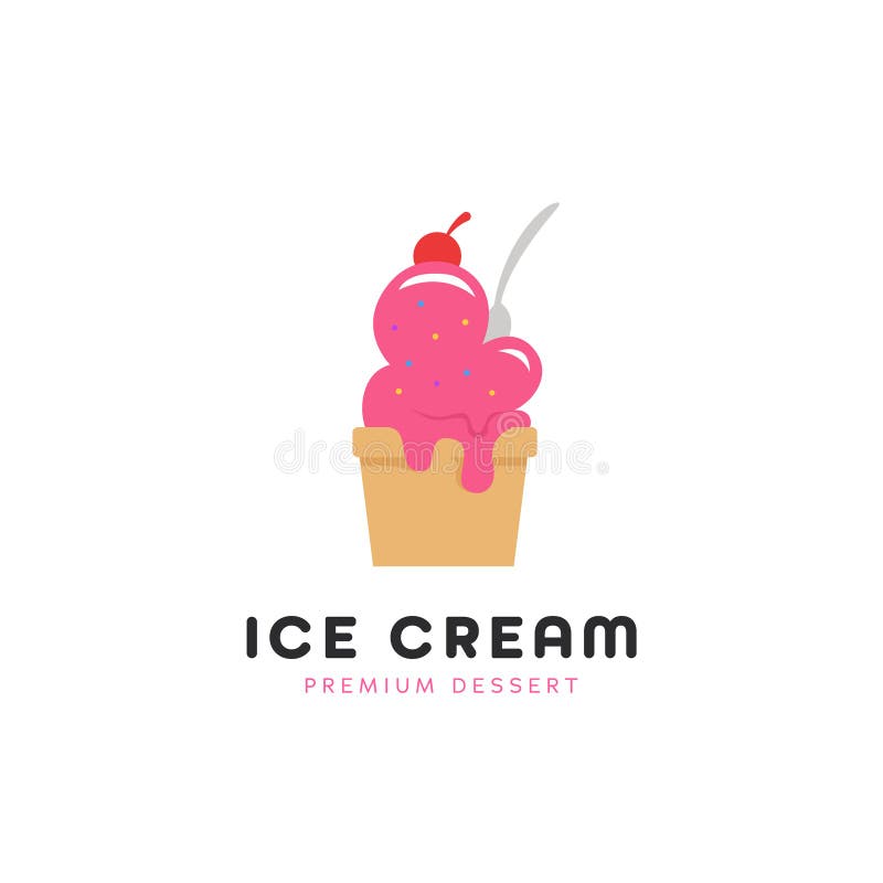 Melting yummy Ice cream bucket cup logo icon vector illustration