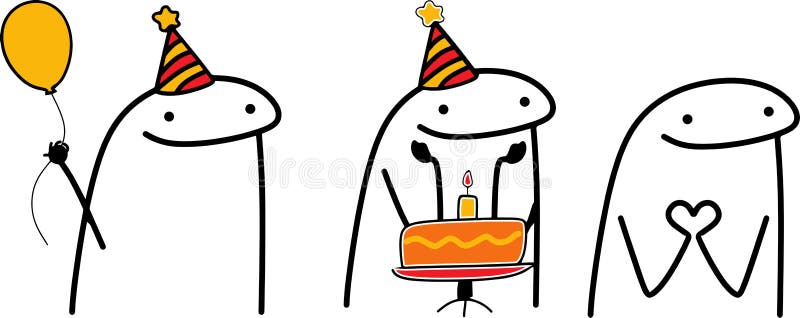 Birthday Flork Meme Balloon Cake Girl Stock Vector (Royalty Free