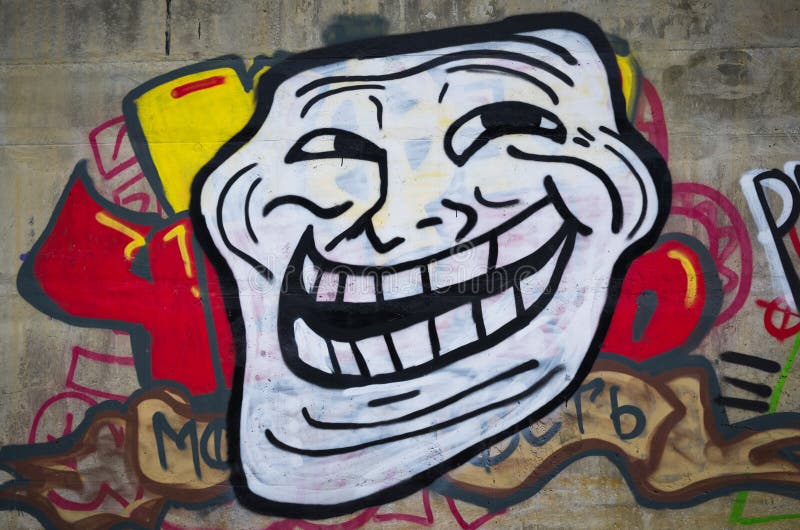 Troll Face Meme - Graffiti. Editorial Stock Image - Image of confusion,  protest: 73472074