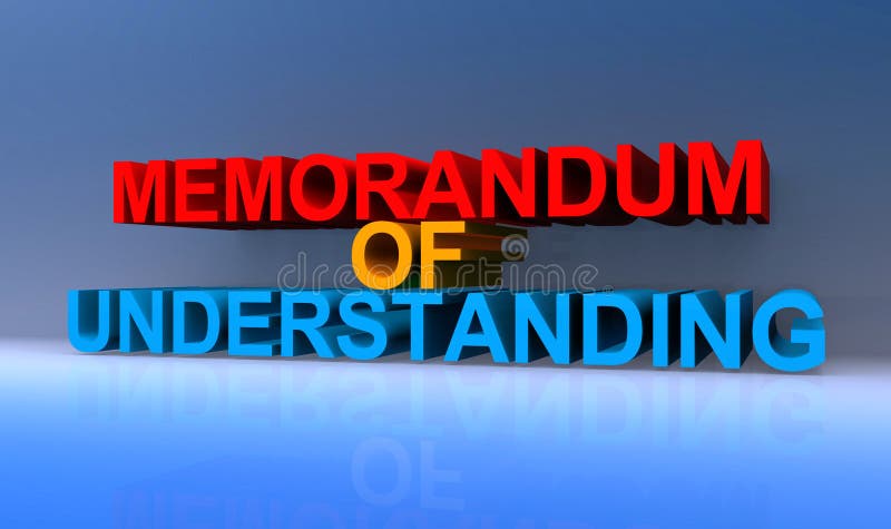 Memorandum of understanding on blue background. Memorandum understanding illustrations
