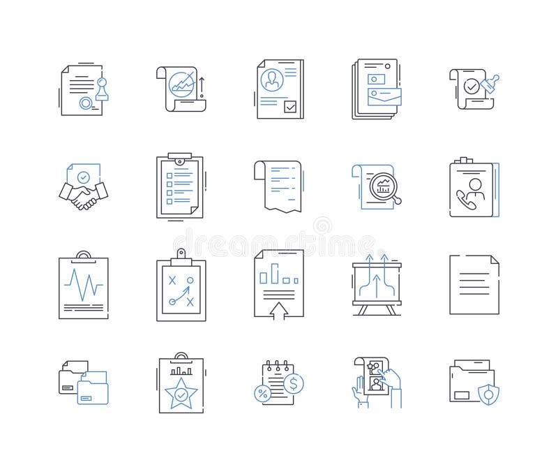 Memorandums line icons collection. Communication, Correspondence, Message, Notice, Memo, Memoir, Note vector and linear