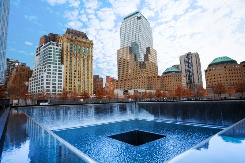 Memorial 911 with beautiful buildings, New York