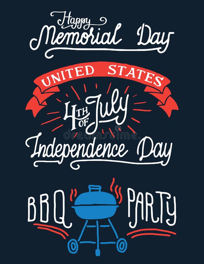 Memorial Day feliz y 4to de las mano-letras de julio libre illustration Memorial Day feliz y 4to de las mano-letras de julio libre illustration