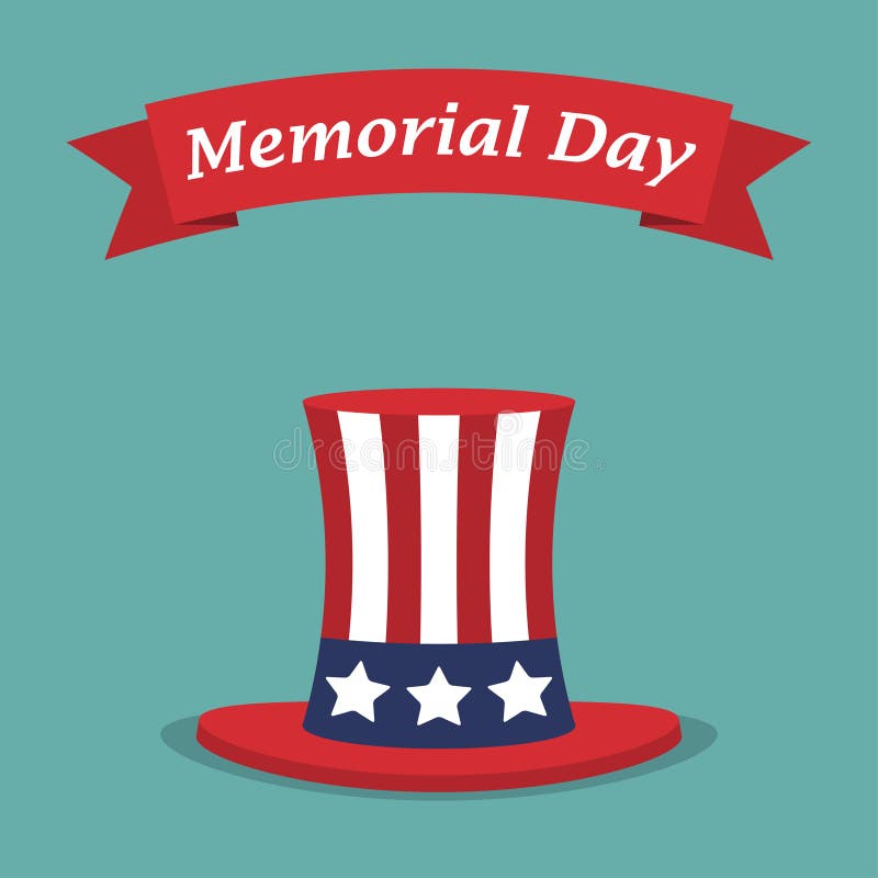 Memorial Day. USA Hat with Red Ribbon in a Flat Design Stock Vector