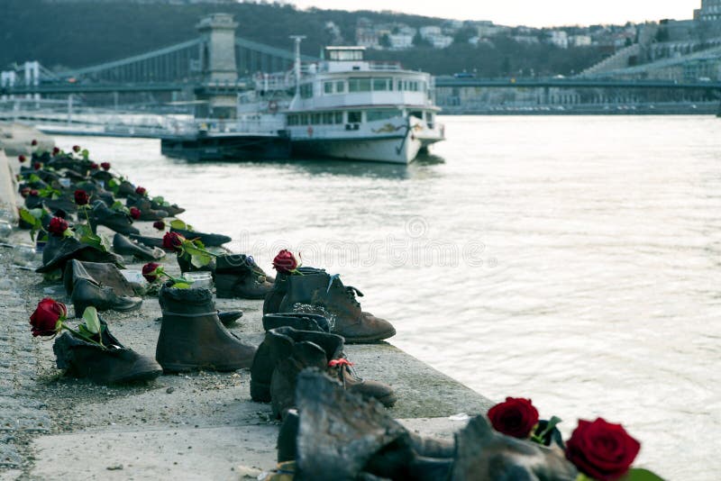The memorial of Holocaust at the edge of Danube river, Shoes on the Danube Budapest, Hungary