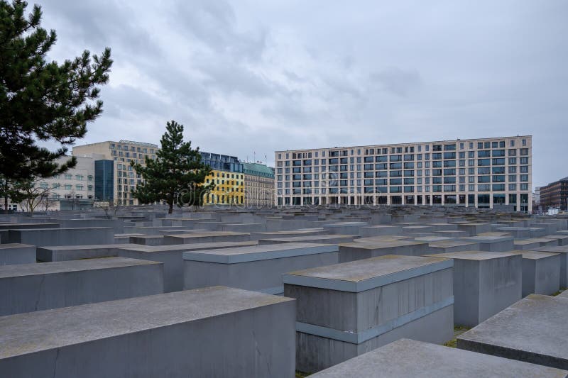 Memorial to the Murdered Jews. Berlin,Germany - April 18,2023 : View of the Memorial to the Murdered Jews of Europe in Berlin Germany