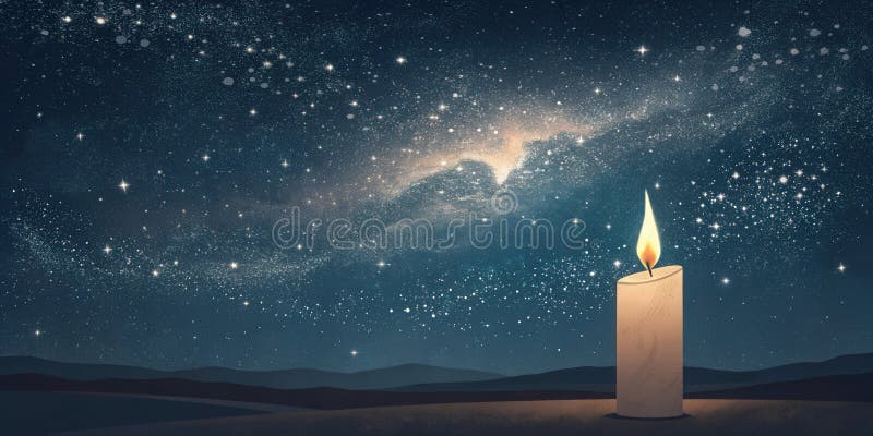 Memorialul lumânărilor pentru Yom HaShoah sub cerul înstelat în onoarea comemorării Holocaustului royalty free illustration