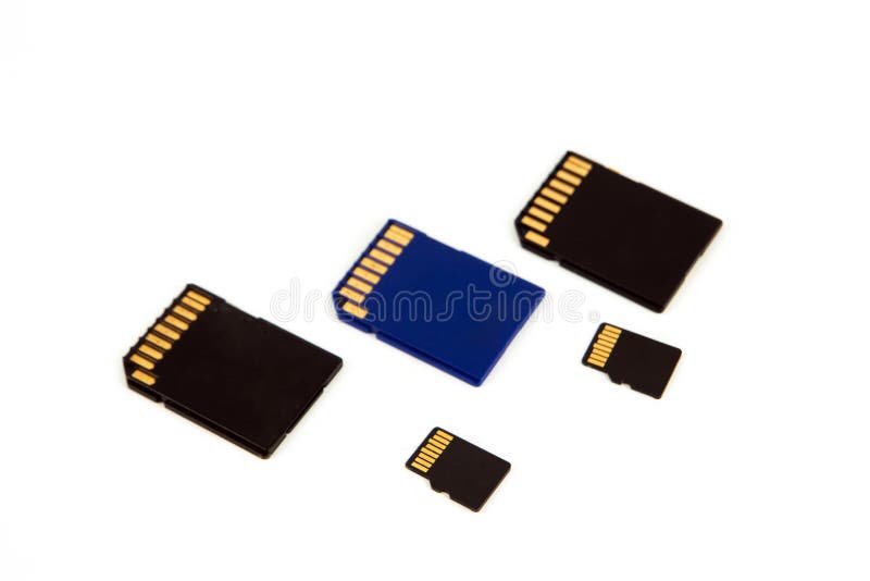 Memory cards isolated on white background stock photo