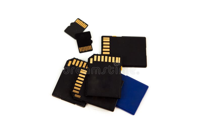 Memory cards isolated on white background royalty free stock images