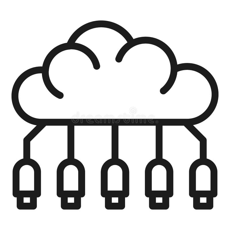 Memory cloud icon outline vector. Data server vector illustration