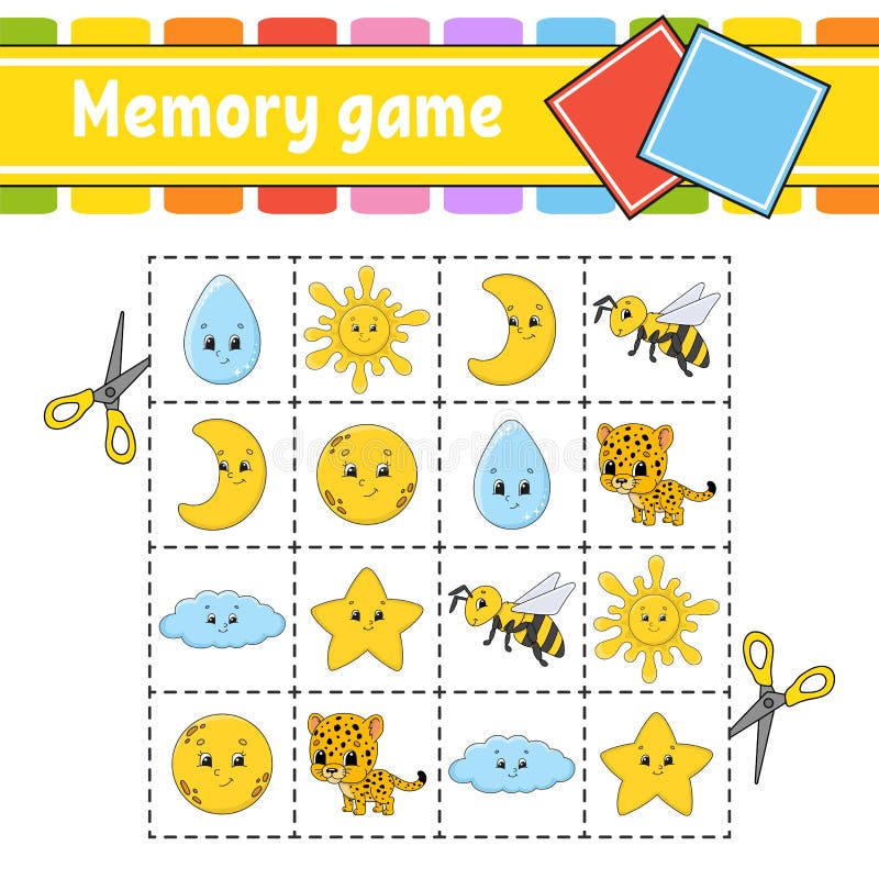 Memory Game for Kids. Education Developing Worksheet. Activity Page ...
