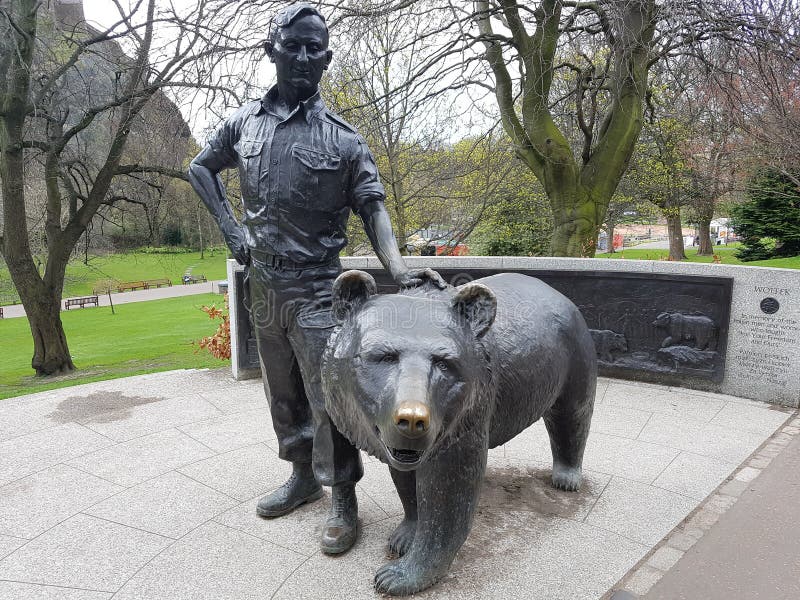 Wojtek the Bear Statue in Edinburgh City, Scotland Editorial Image