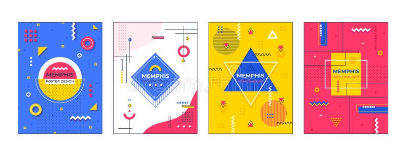 Memphis affischer Minsta geometriskt banerdiagram, modern modemall, idérik formdesign 3 abstrakt texturvektor f? r bacground D vektor illustrationer
