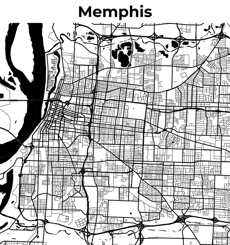 Memphis City Map, Cartography Map, Street Layout Map Stock Illustration