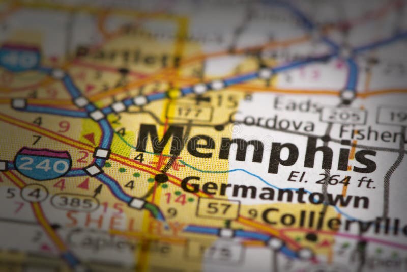 Memphis City on a Road Map stock image. Image of travel - 41311437