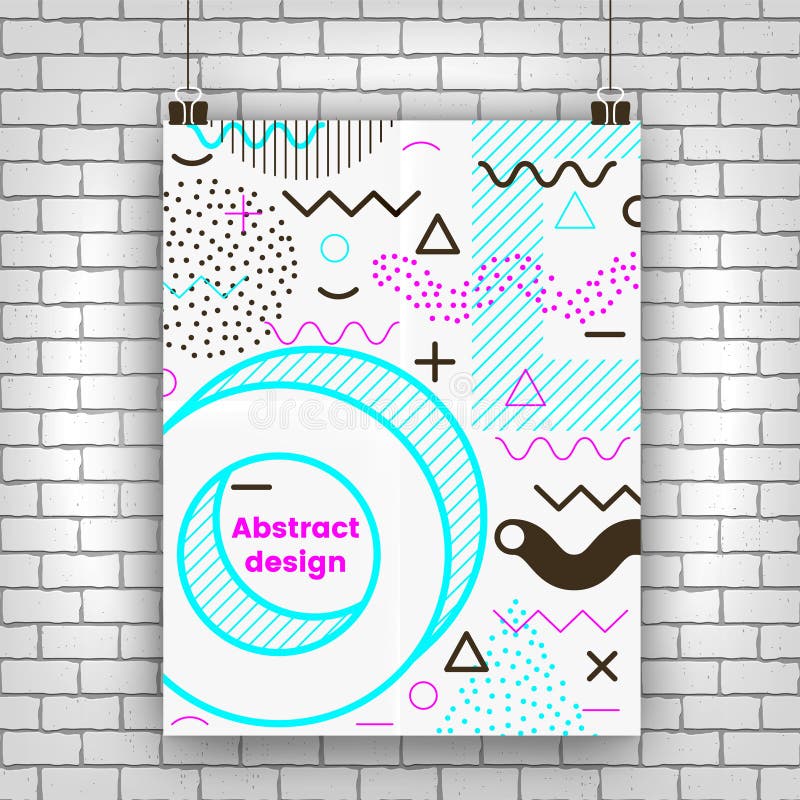 Memphis Poster Hanging on the Wall Stock Illustration Illustration of
