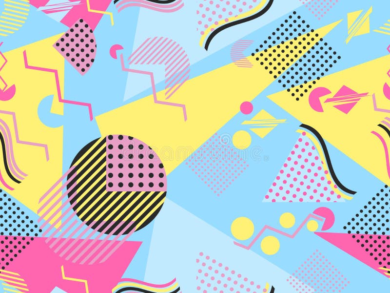 Memphis seamless pattern. Geometric elements memphis in the style of 80's. Vector illustration. 80s background vectors