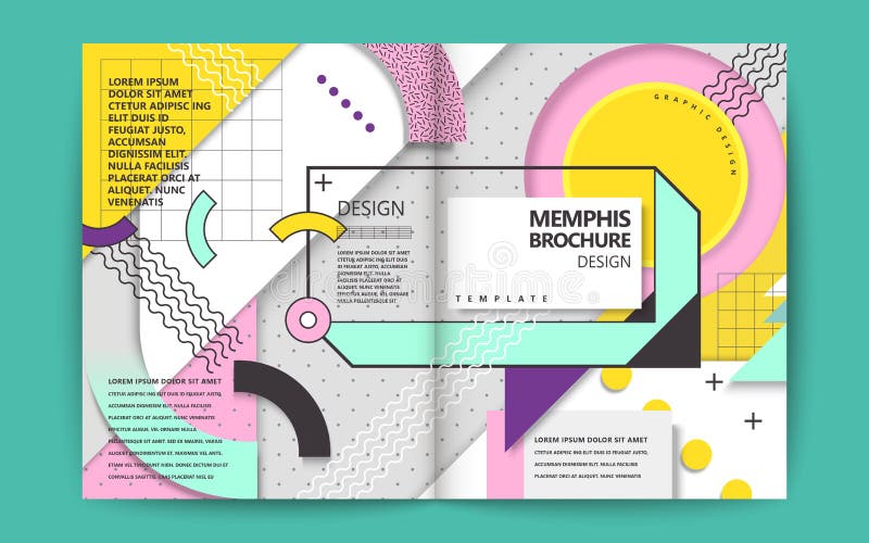 Memphis style brochure vector illustration