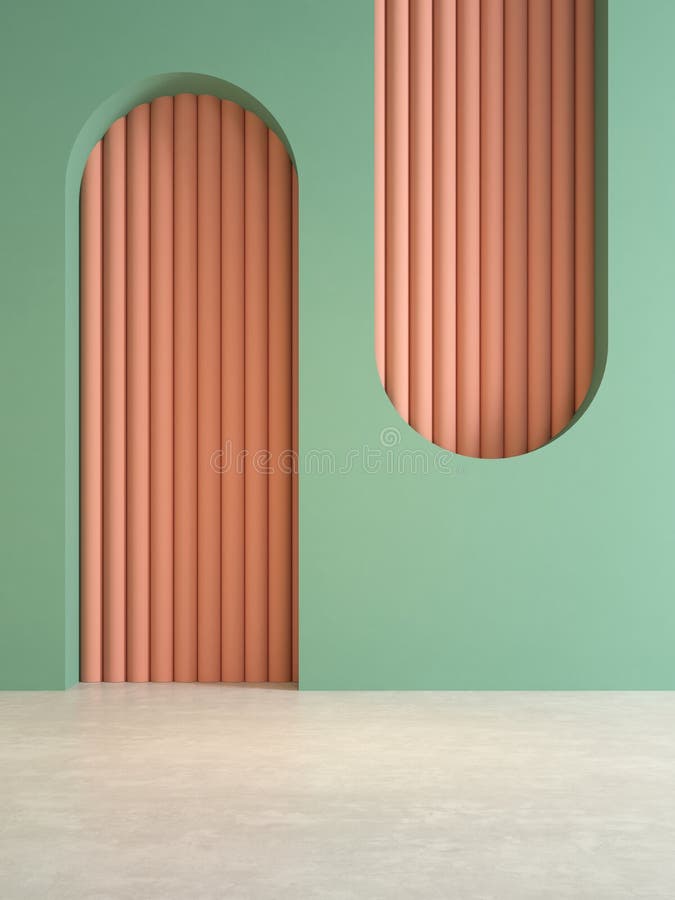 Memphis style conceptual empty interior room 3d illustration royalty free illustration