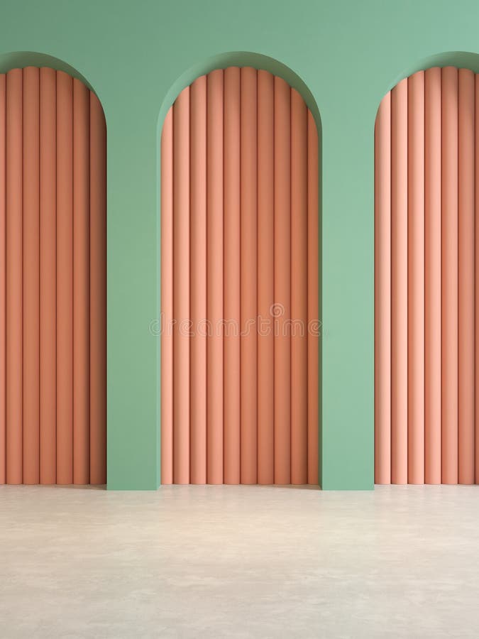 Memphis style conceptual empty interior room 3d illustration vector illustration