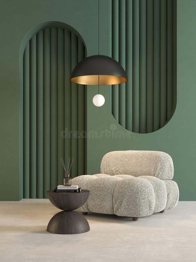 Memphis style conceptual interior room 3d illustration stock illustration