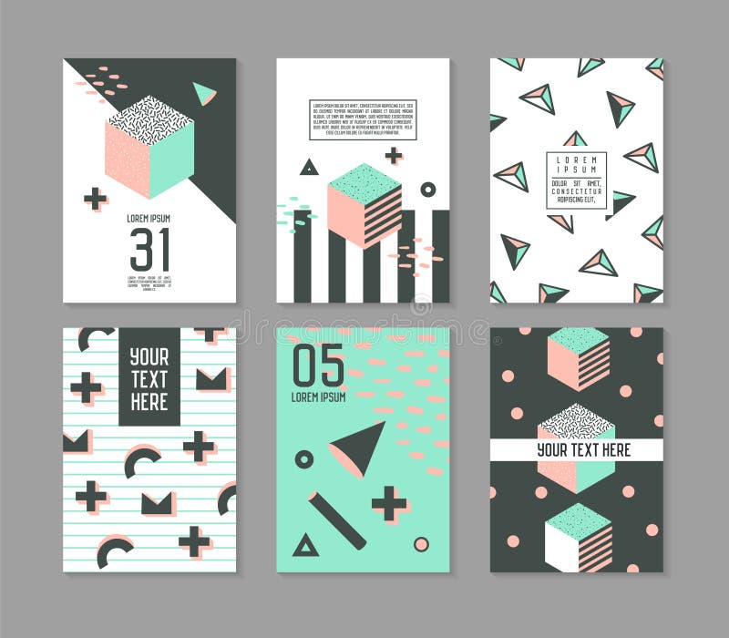 Memphis Style Geometric Elements Poster-Geplaatste Malplaatjes Abstracte Hipster-van de jaren '90kaarten van de Manierjaren '80 d royalty-vrije illustratie Memphis Style Geometric Elements Poster-Geplaatste Malplaatjes Abstracte Hipster-van de jaren '90kaarten van de Manierjaren '80 d royalty-vrije illustratie