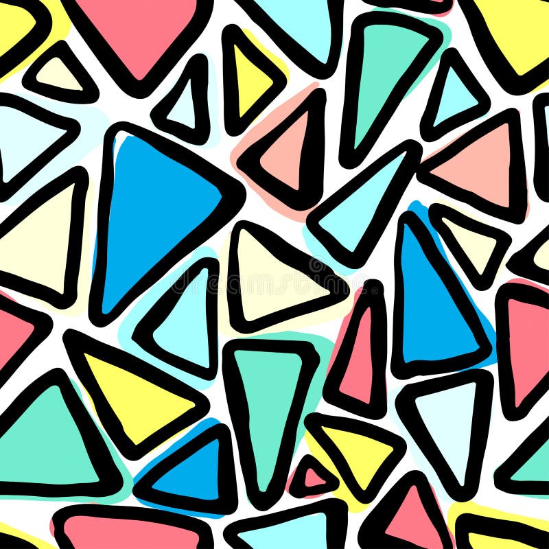 Memphis style hand drawn textured seamless pattern vector illustration